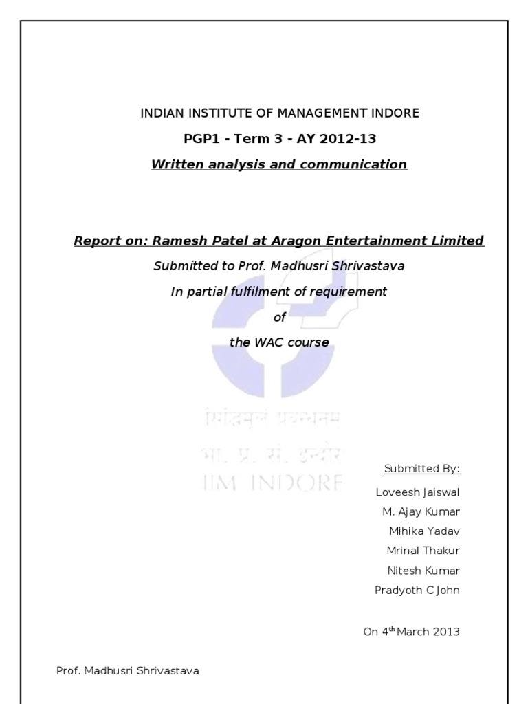 Wac Report - Ramesh Patel | PDF