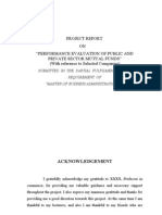 Performance Evaluation of Public and Private Sector Mutual Funds MBA Project