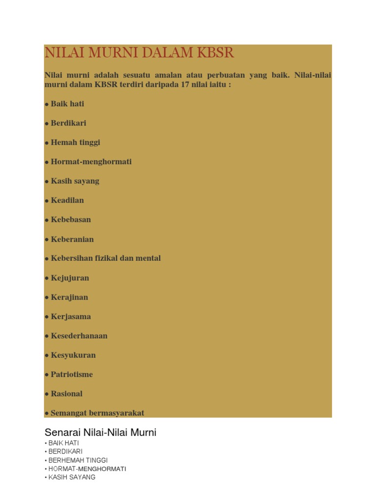 17 Nilai Murni Pdf