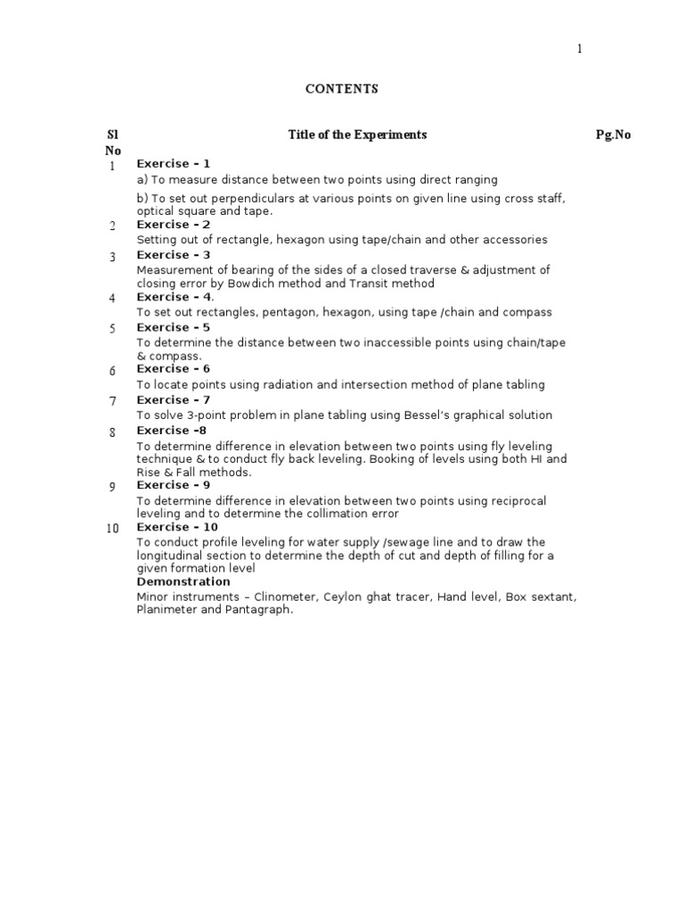 10CVL 37 Survey Lab Manual PDF Surveying Compass