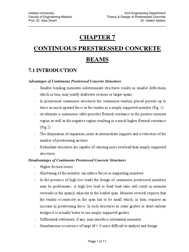Continuous Prestressed Concrete Beams | PDF | Prestressed Concrete ...