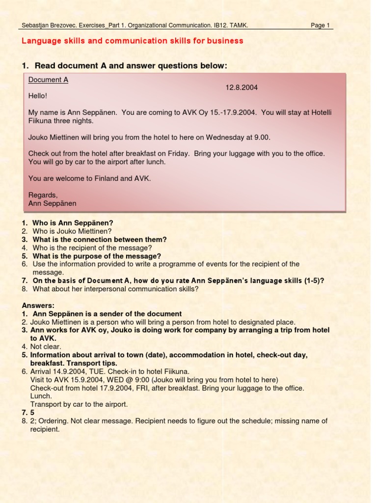 Language Skills and Communication Skills For Business Part 1 | PDF ...