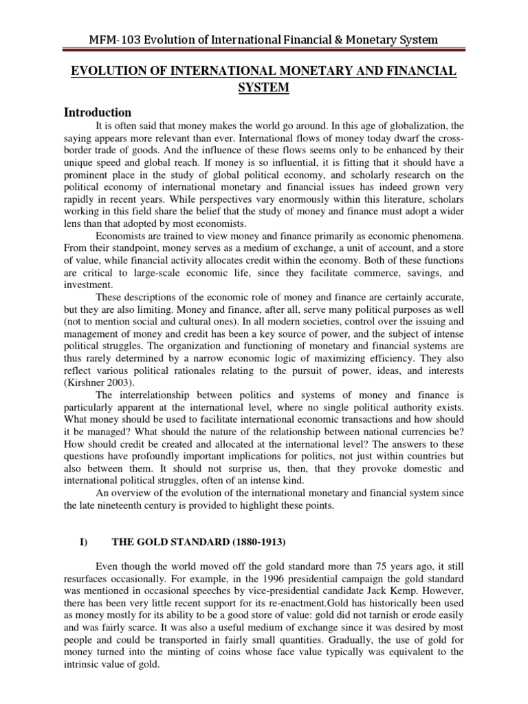 Evolution of International Monetary System | PDF | Bretton Woods System ...