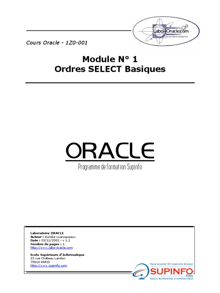 SQLP - Module 1 | PDF | SQL | Base de données relationnelle