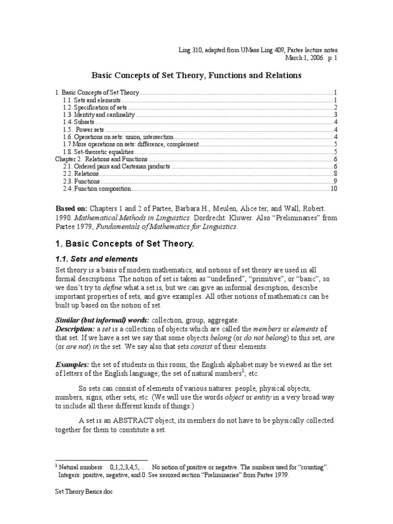 Set Theory Basics | PDF