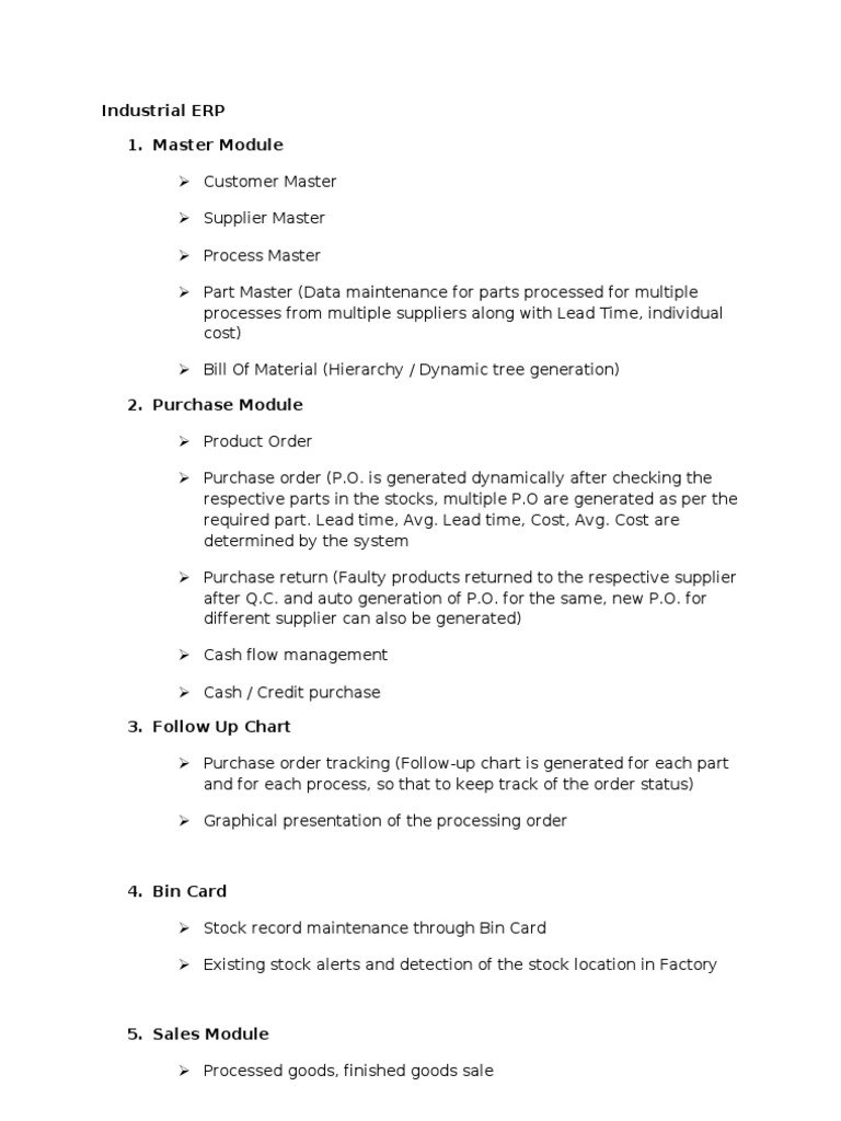 Industrial ERP System Overview | PDF