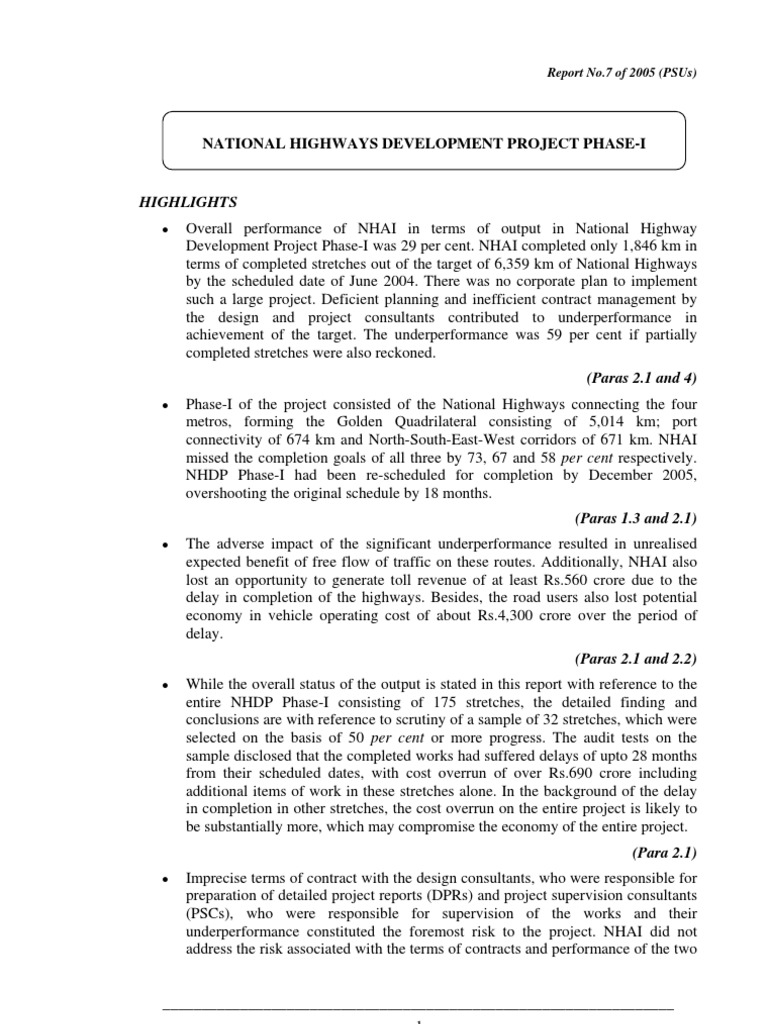 3 NHAI Report Audit Road Surface