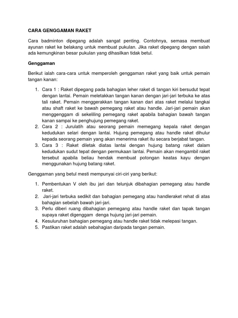 3 Kemahiran Asas Badminton Pdf