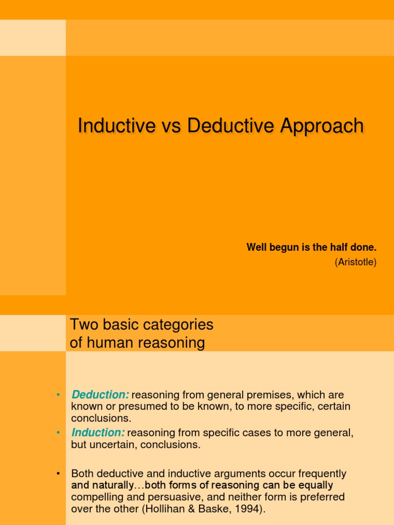 Deduction vs. Induction Deductive Reasoning Argument