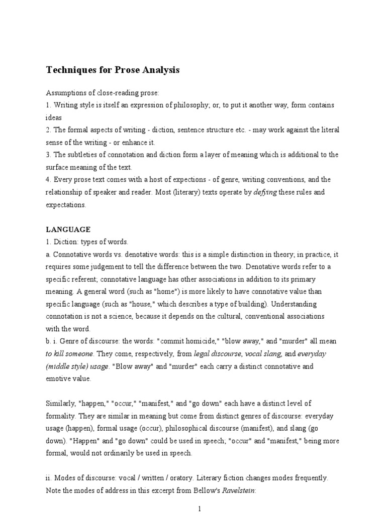 prose analysis essay