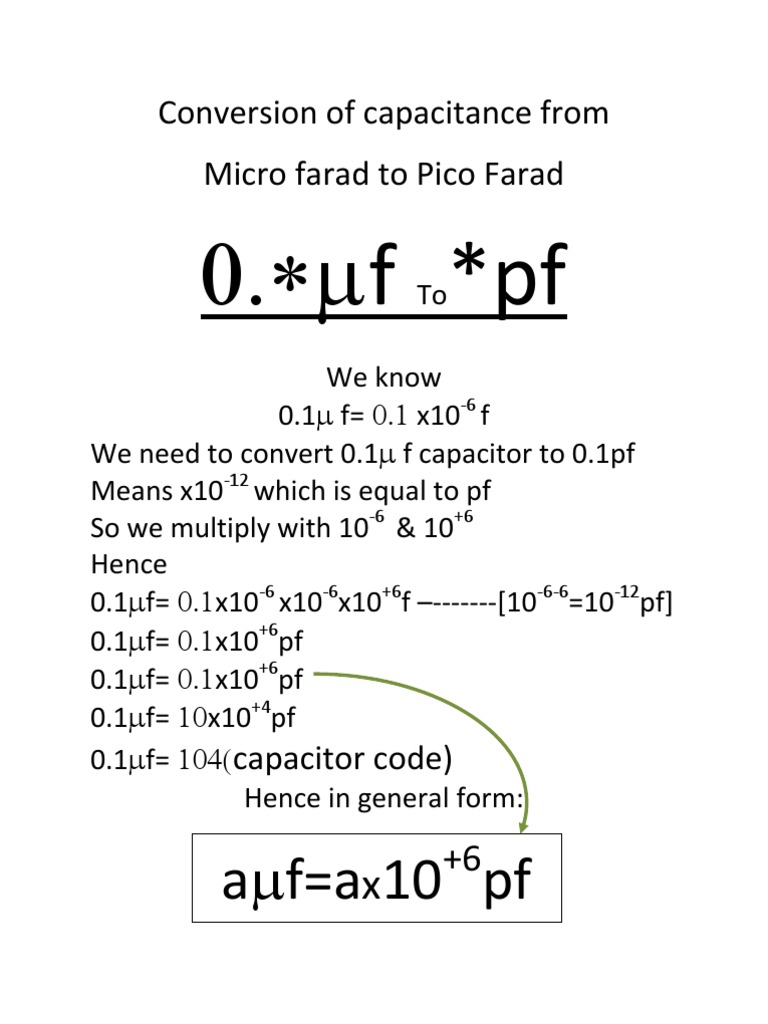 Conversion Of Capacitance From Micro Farad To Pico Farad Pdf