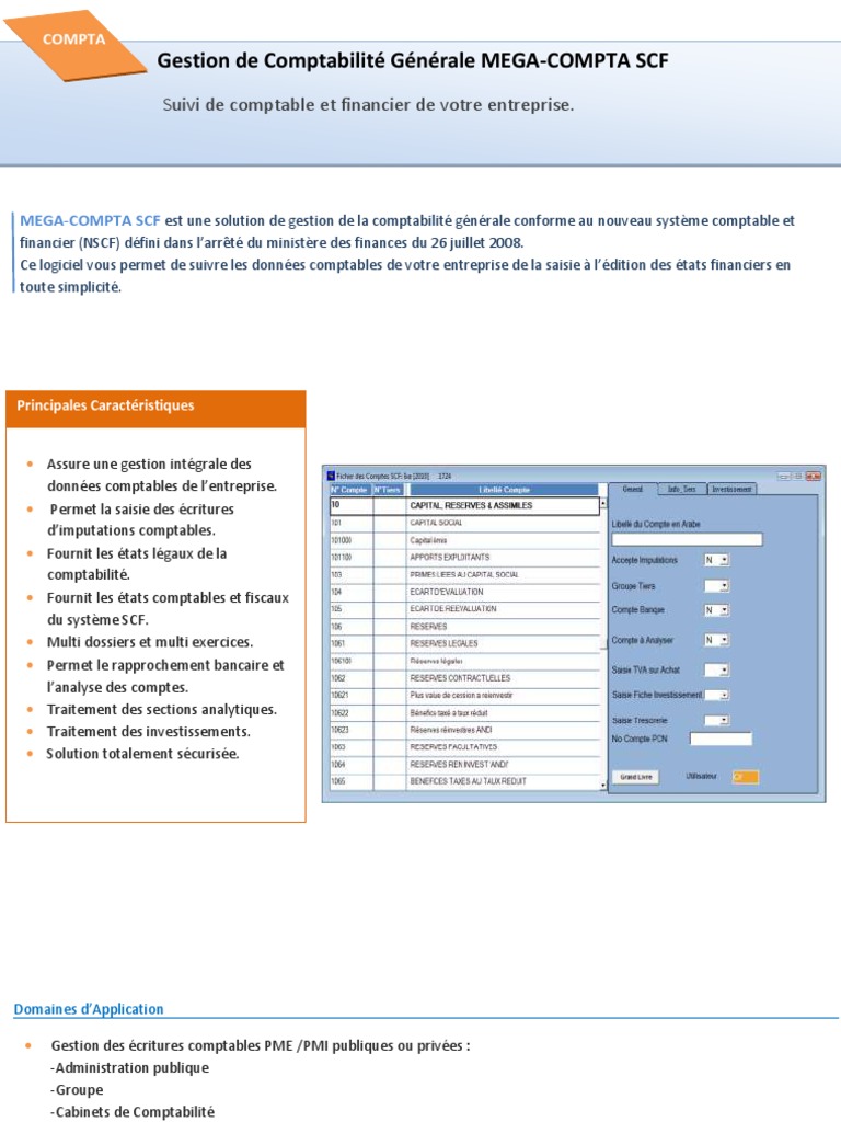 Logiciel de Comptabilité MEGA-COMPTA SCF | PDF | Bilan comptable ...