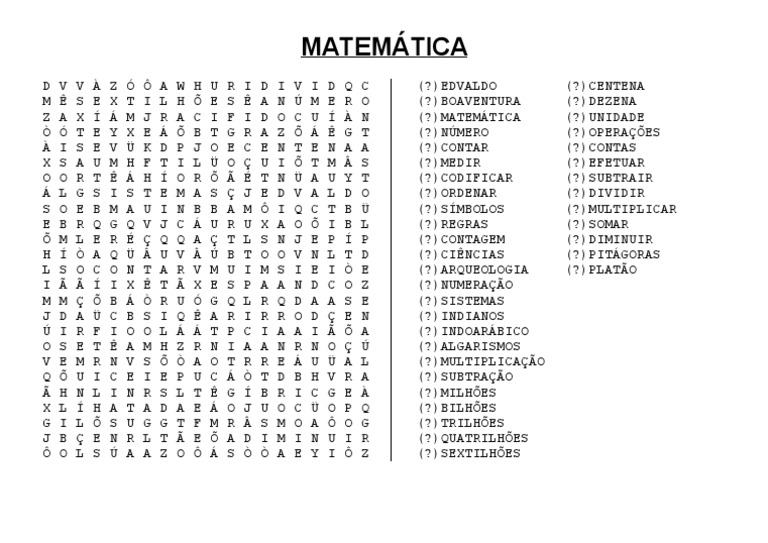 Caça-Palavras de Matemática