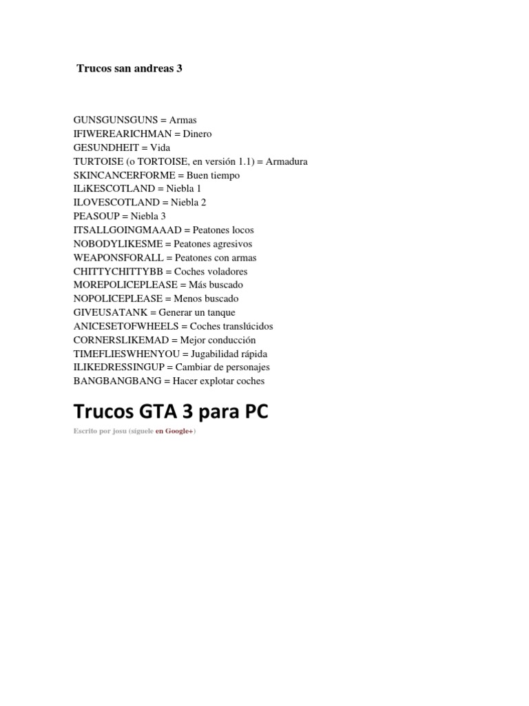 Trucos de Gta San Andreas, PDF, Conflicto armado