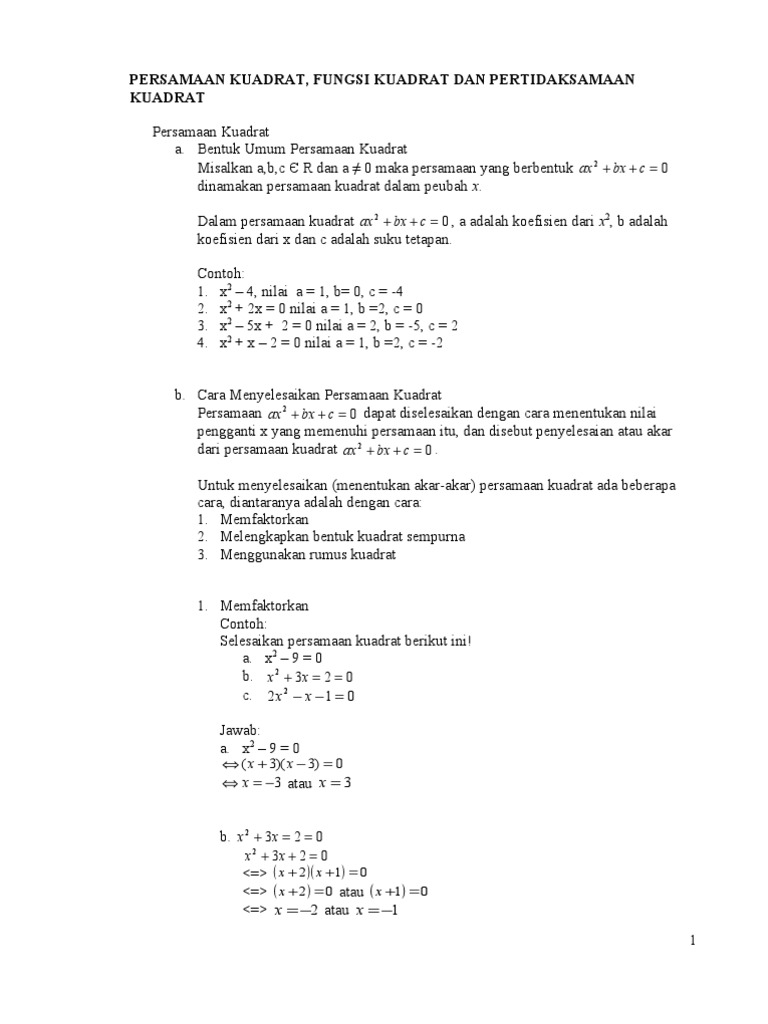 Persamaan Kuadrat Pdf