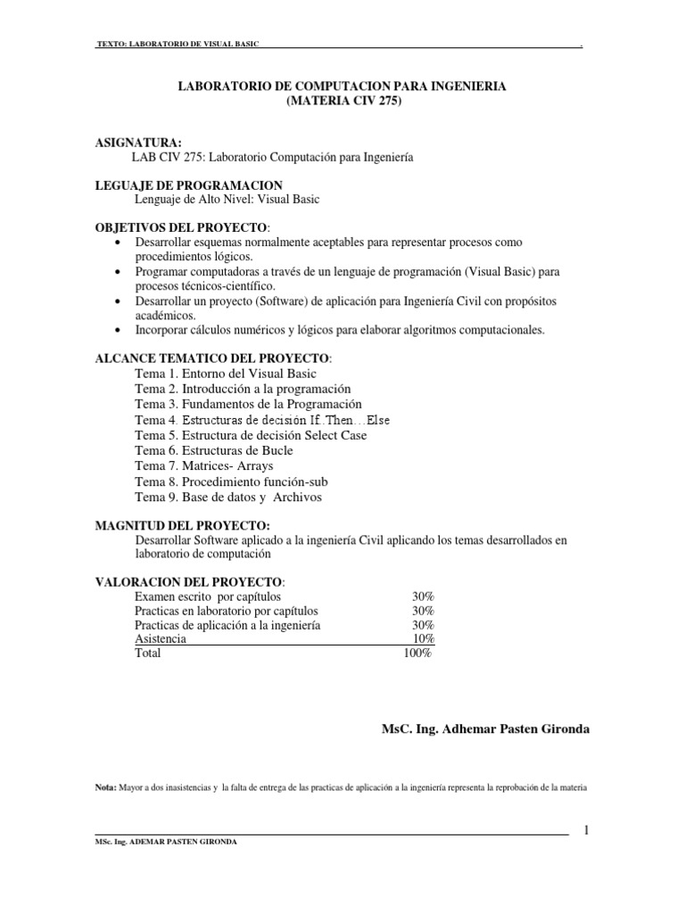 Laboratorio de Programación en Visual Basic | PDF | Programa de ...