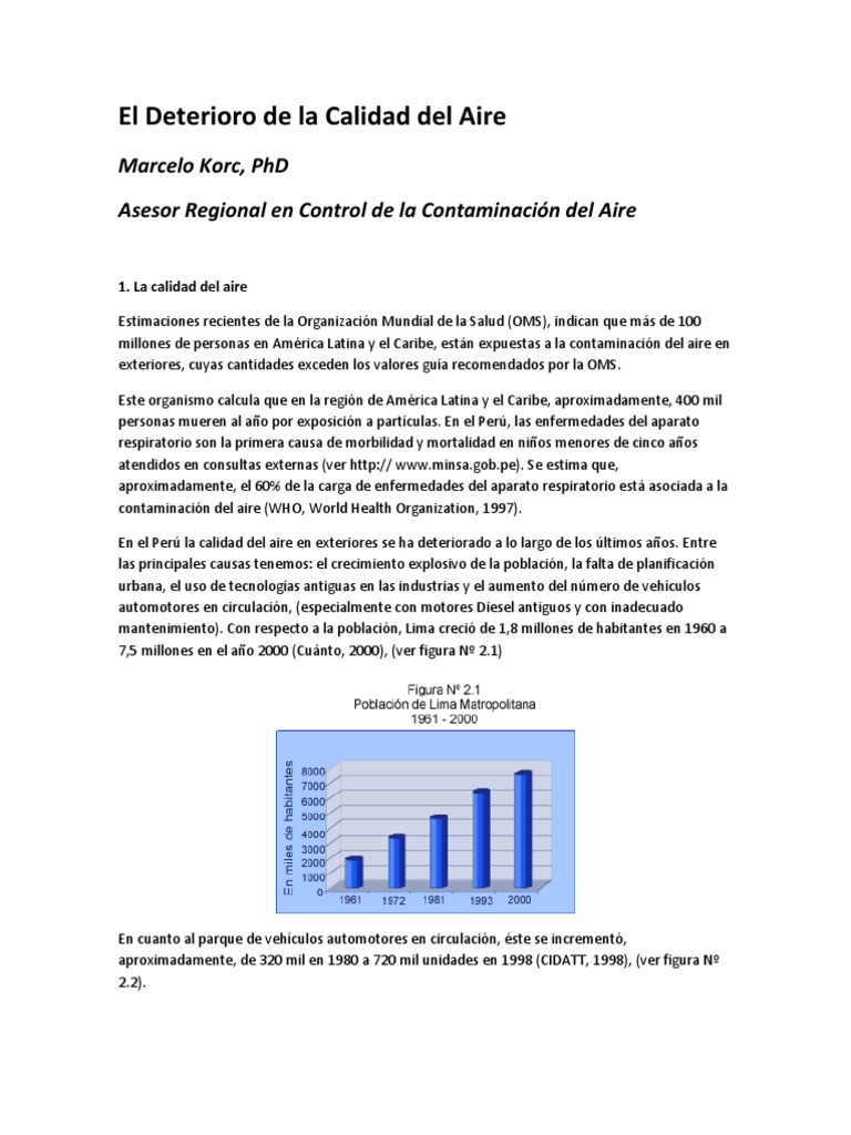 Deterioro de la Calidad del Aire en Perú | PDF | Contaminación | La ...