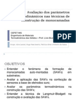 Avaliação Dos Parâmetros Termodinâmicos Nas Técnicas de Construção de Monocamadas