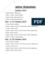 Tentative Schedule: Day - 0, 10 October, 2012