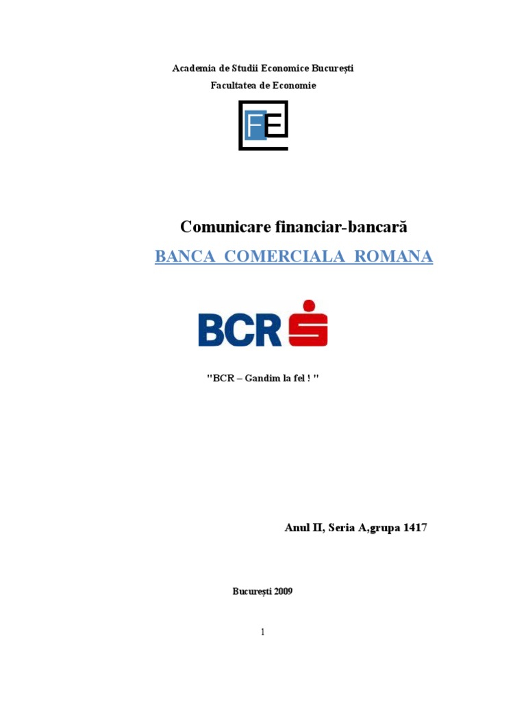 Comunicare Financiar Bancara Banca Comerciala Romana