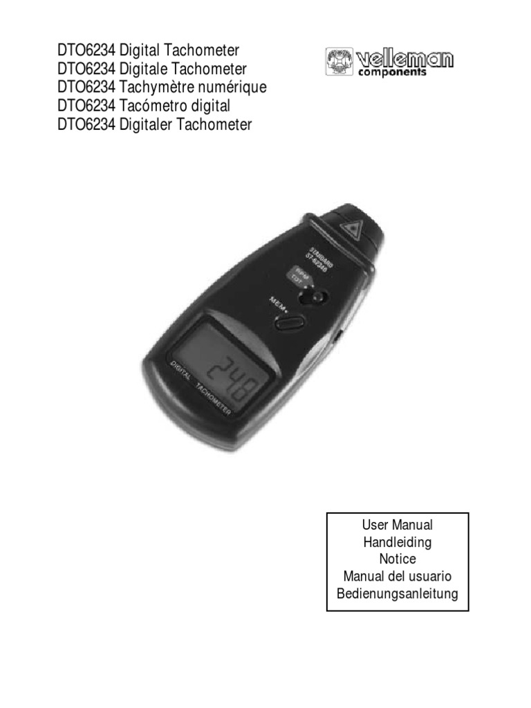 Digital Tachometer Manual | PDF | Equipment | Manufactured Goods