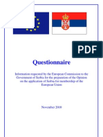 Upitnik EU Komisije Srbiji