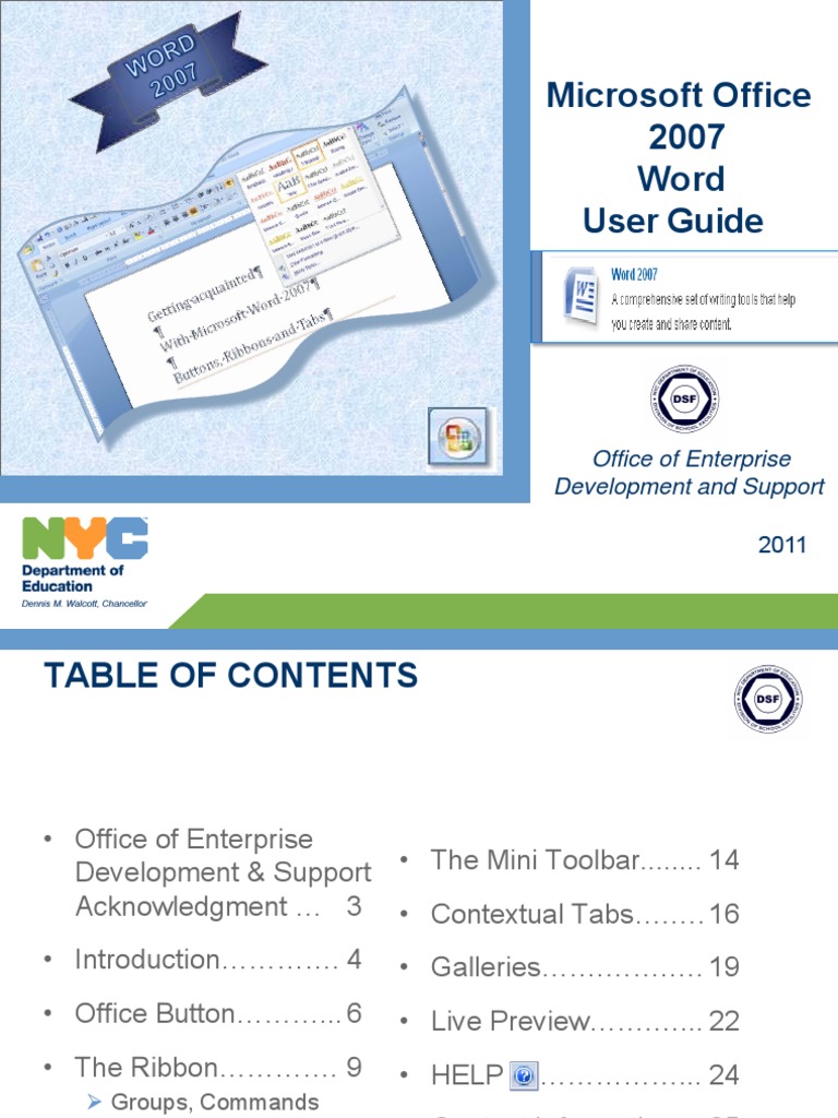 Microsoft Word 2007 User Guide | PDF | Microsoft Word | Tab (Gui)