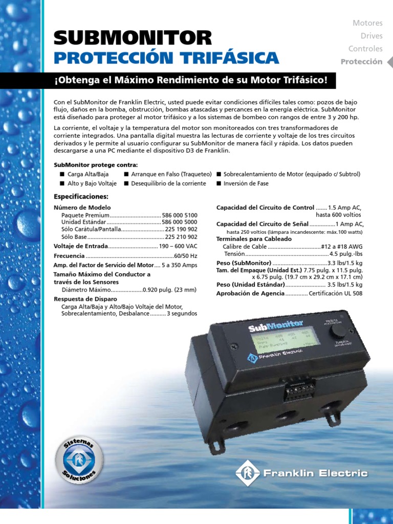 Manual Submonitor Franklin Electric | PDF | Corriente eléctrica | voltaje