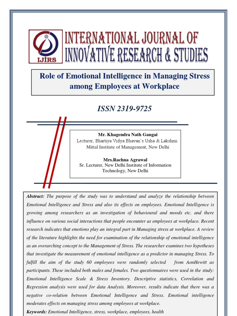 Literature review on emotional intelligence and stress image