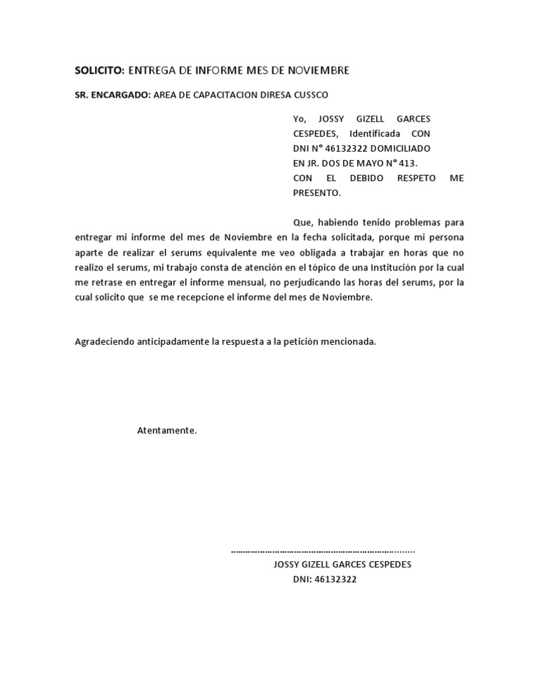 Solicitud para Entregar Informe | PDF
