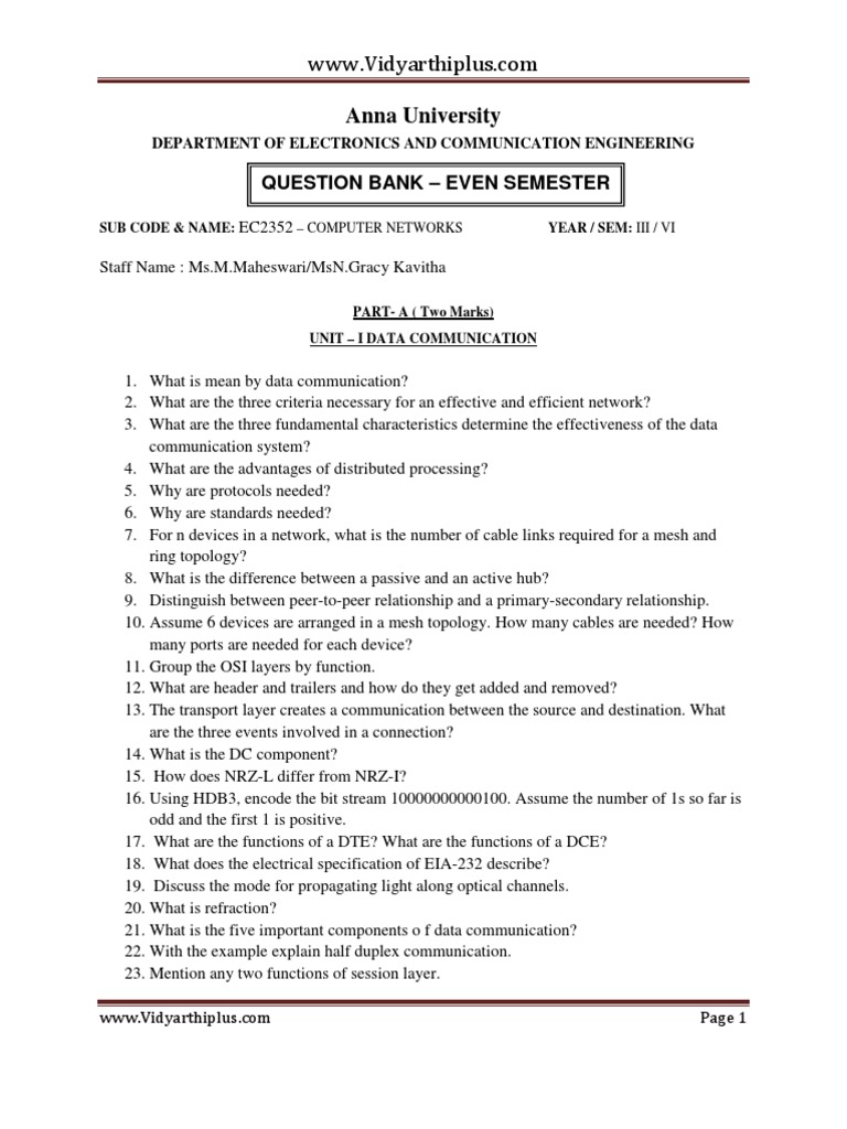 computer networks question papers | Osi Model | Computer ...