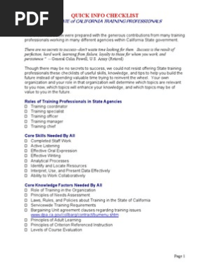 Training Checklist