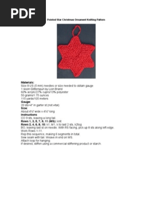 Pointed Star Christmas Ornament Knitting Pattern