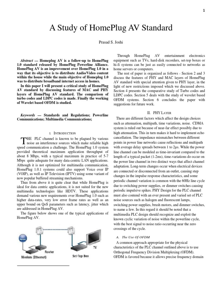 An Overview of HomePlug AV Standard | PDF | Low Density Parity Check ...