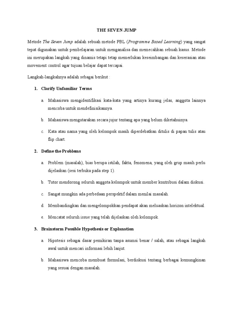 Metode The Seven Jump dalam PBL | PDF