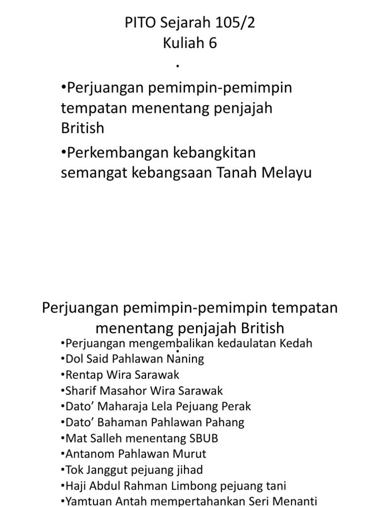 Perjuangan Pemimpin Tempatan Menentang British Ppt Download
