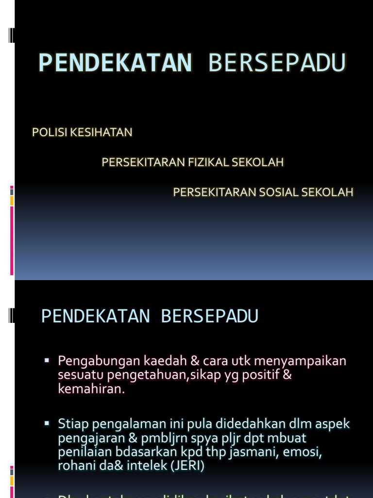 Pendekatan Bersepadu Poh Pdf