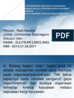 PENGARUH GAYA KEPEMIMPINAN DAN BUDAYA ORGANISASI TERHADAP KINERJA KARYAWAN MELALUI KEPUASAN KERJA KARYAWAN SEBAGAI VARIABEL INTERVENING. Studi Pada Kantor Pusat PT - Asuransi Jasa Indonesia (Persero)