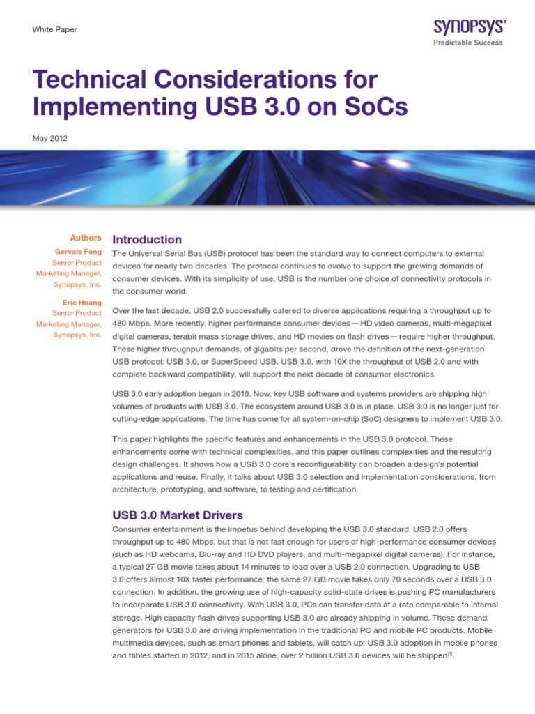 DW Technical Considerations Usb3 PDF | PDF | Usb | System On A Chip