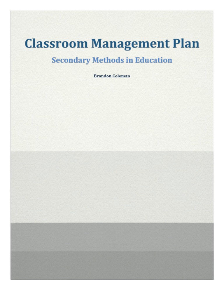 Classroom Management Plan | PDF