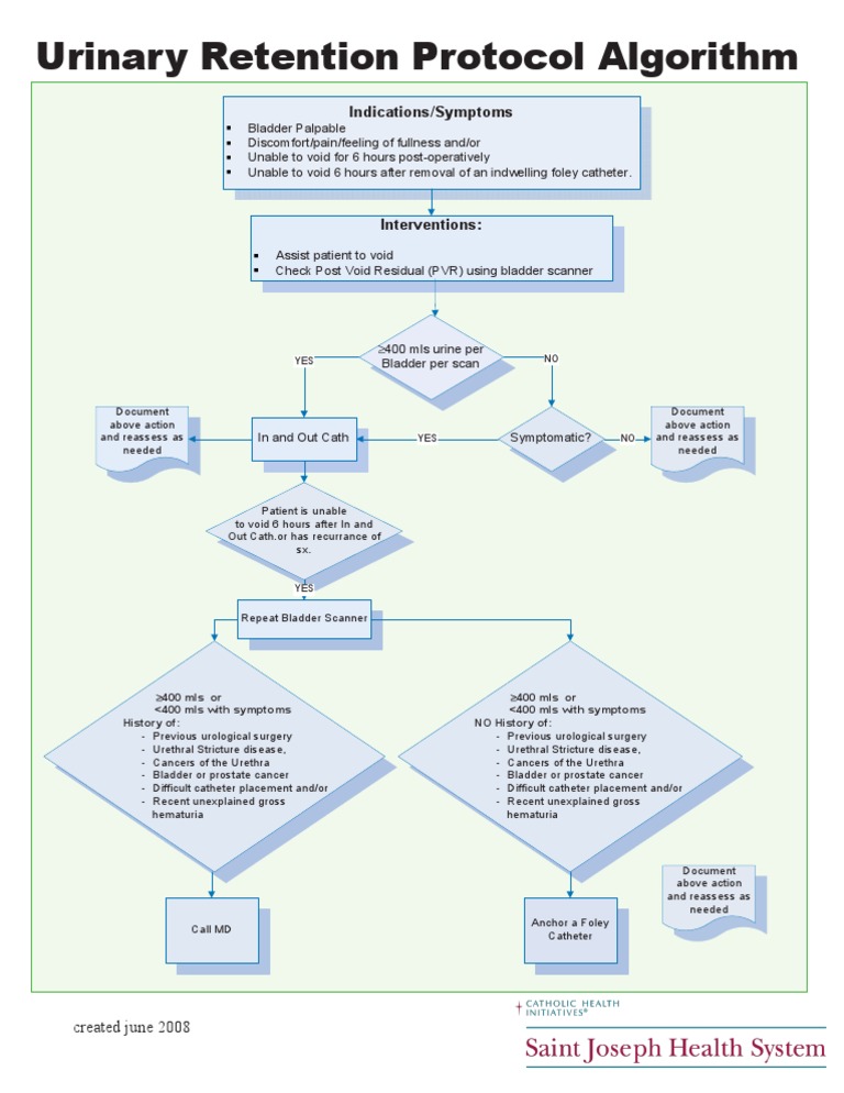 Urinary Retention Protocol Algorithm Letter 061808 | PDF