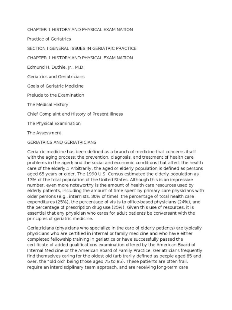 History And Physical Examination Download Free Pdf Geriatrics