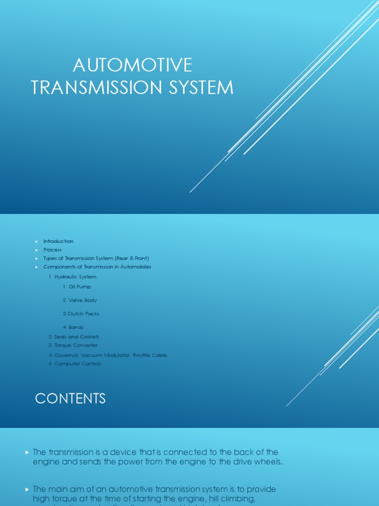 Overview of Automotive Transmission Systems | PDF | Transmission ...