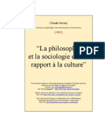 La philosophie et la sociologied et leur rapport à la culture