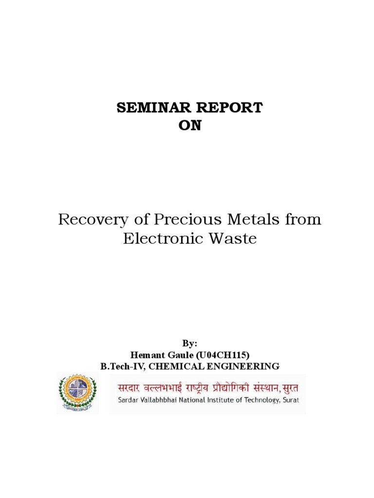 Recovery of Precious Metals From Electronic Waste PDF | PDF ...