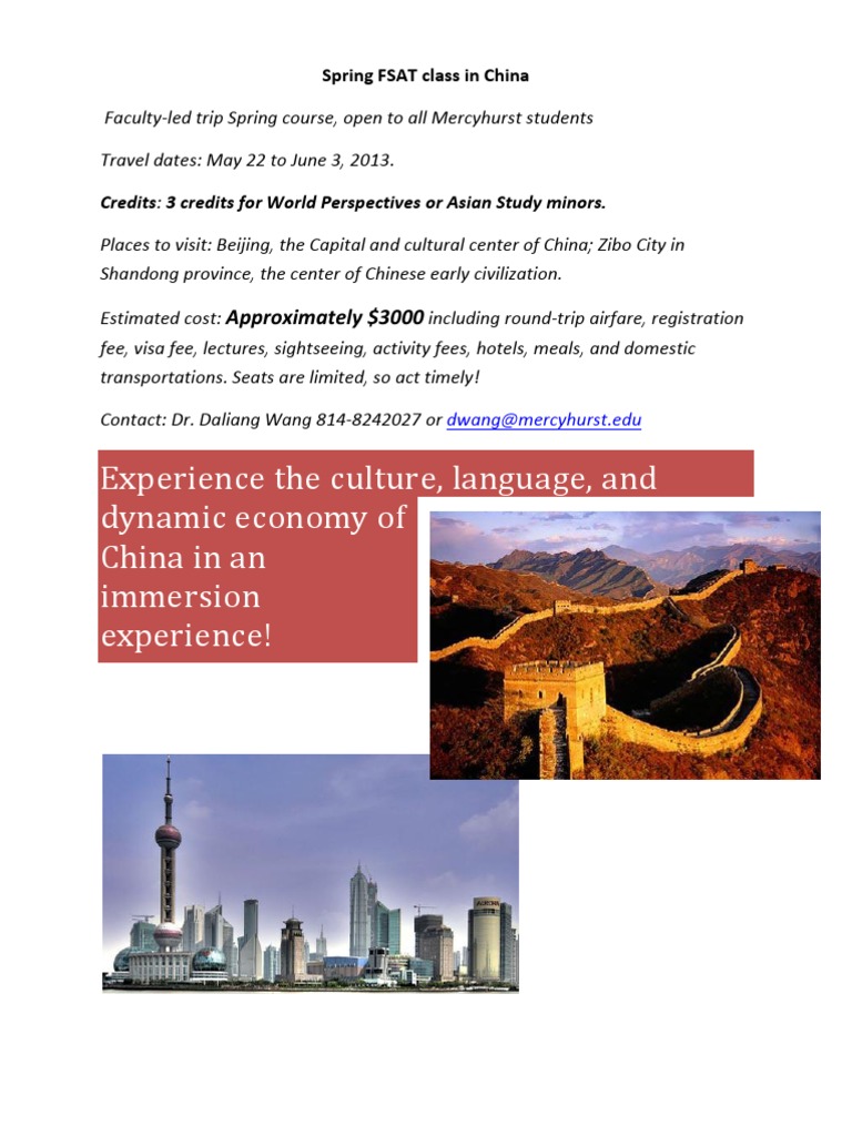 Experience The Culture, Language, and Dynamic Economy of China in An ...