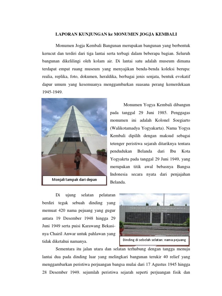 Laporan Kunjungan Kegh Monumen Jogja Kembali