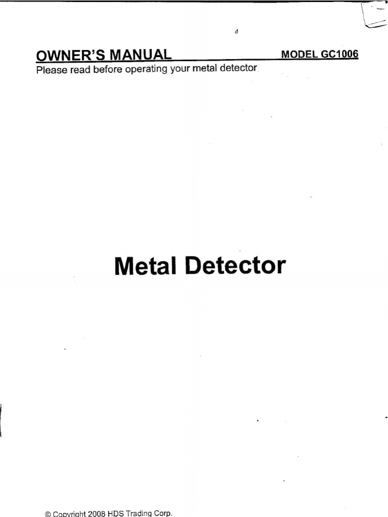 Metal Detector Users Manual GC1006 PDF