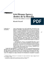 Lévi Strauss fuera y dentro de la filosofía. R. Viscardi