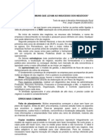 ERROS MAIS COMUNS QUE LEVAM AO INSUCESSO DOS NEGÓCIOS